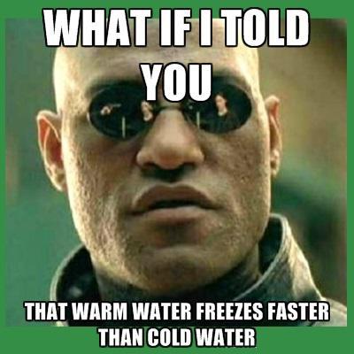 какая вода замерзает быстрее холодная или горячая что влияет 