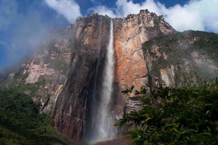 Высота свободного падения воды в водопаде анхель