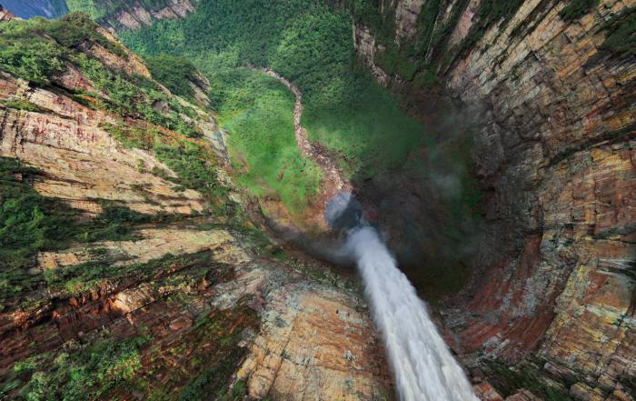 Какая высота свободного падения воды в водопаде анхель