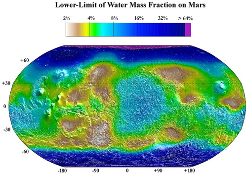 Карта воды на Марсе