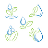 Капля воды и листьев Набор символов | Векторный клипарт